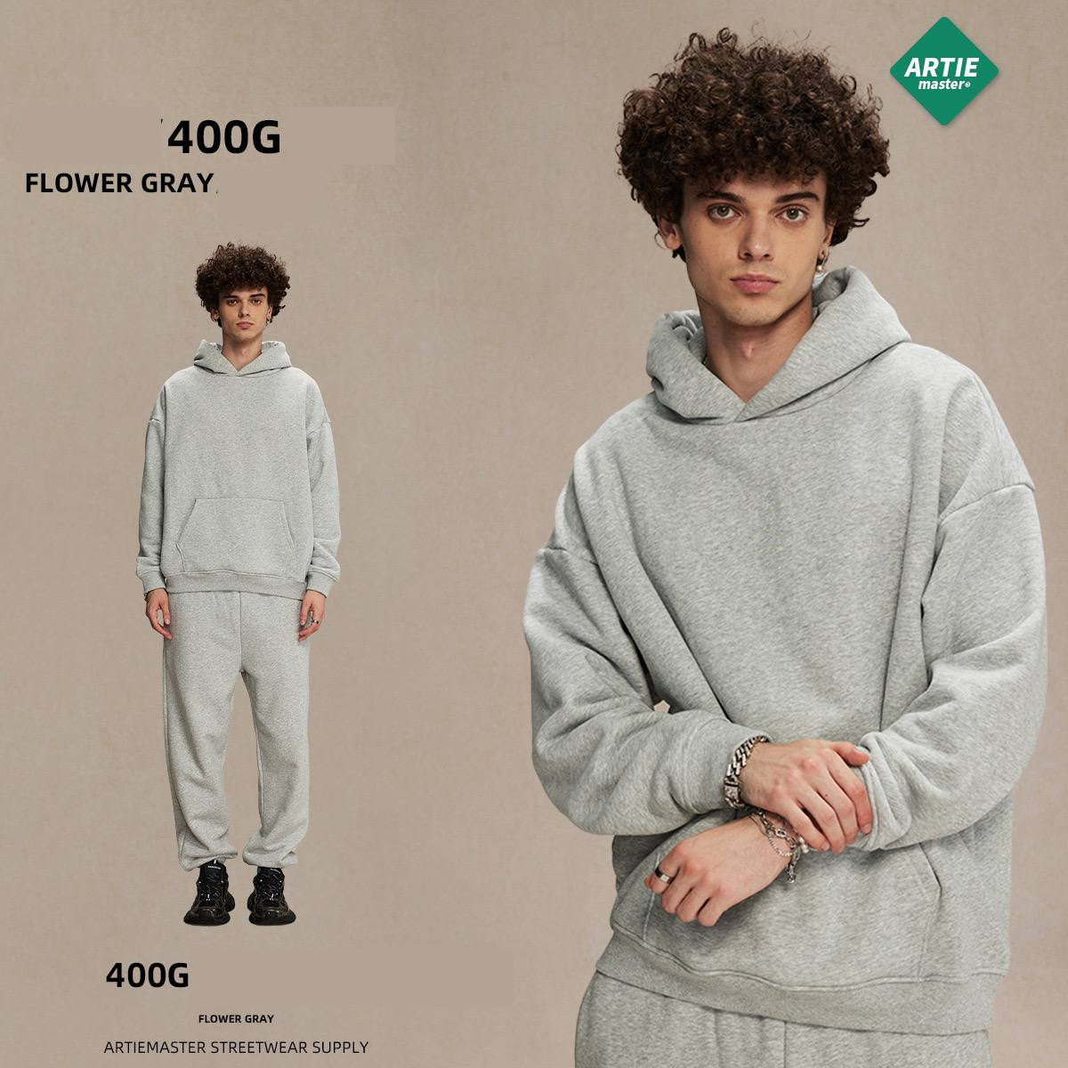 2025 autumn and winter new polar fleece 400g trendy hooded sweatshirt men's oversize non-shedding thickened men's hoodie (limited)