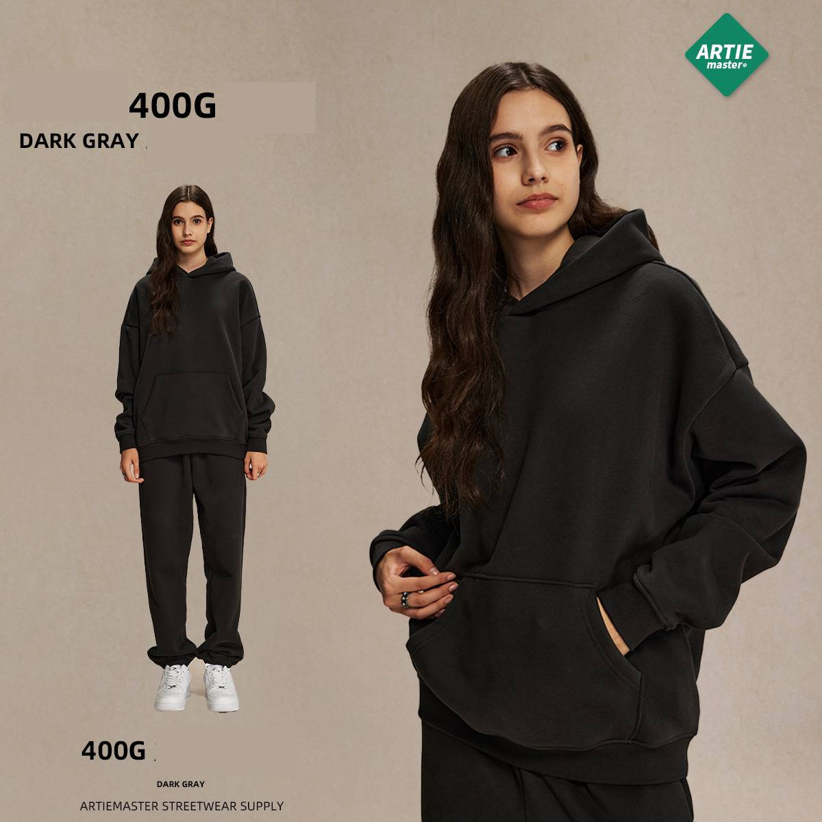 2025 autumn and winter new polar fleece 400g trendy hooded sweatshirt men's oversize non-shedding thickened men's hoodie (limited)