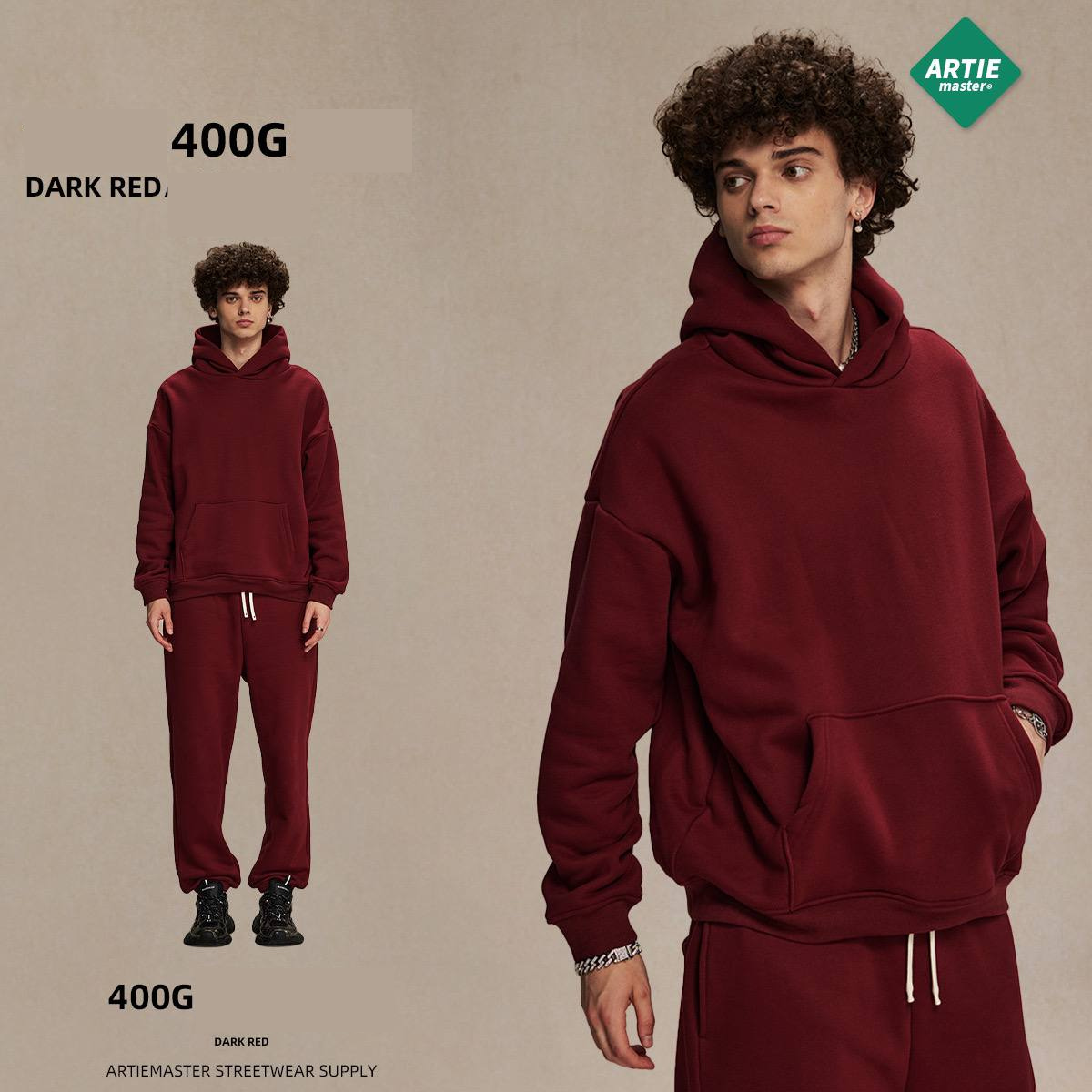 2025 autumn and winter new polar fleece 400g trendy hooded sweatshirt men's oversize non-shedding thickened men's hoodie (limited)