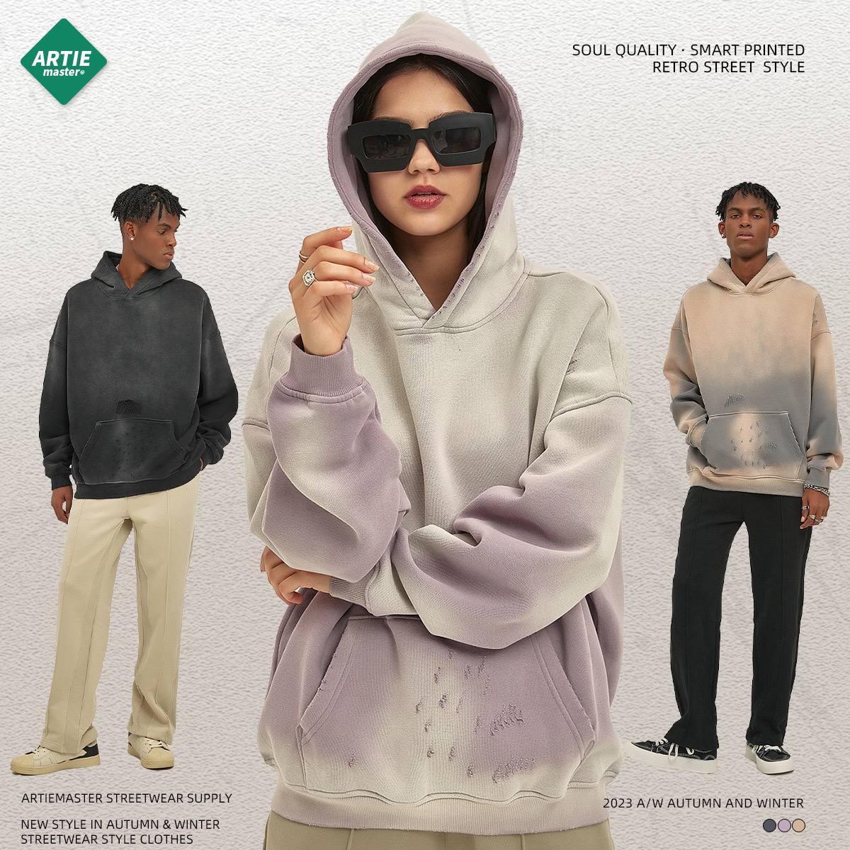 Men's and Women's Clothing | 2025 Autumn and Winter New Arrivals 360g Sprayed Monkey Washed Old Edge Fashion Brand Hooded Sweatshirt Men & Women (limited)