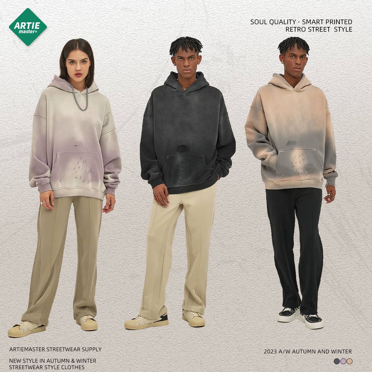 Men's and Women's Clothing | 2025 Autumn and Winter New Arrivals 360g Sprayed Monkey Washed Old Edge Fashion Brand Hooded Sweatshirt Men & Women (limited)