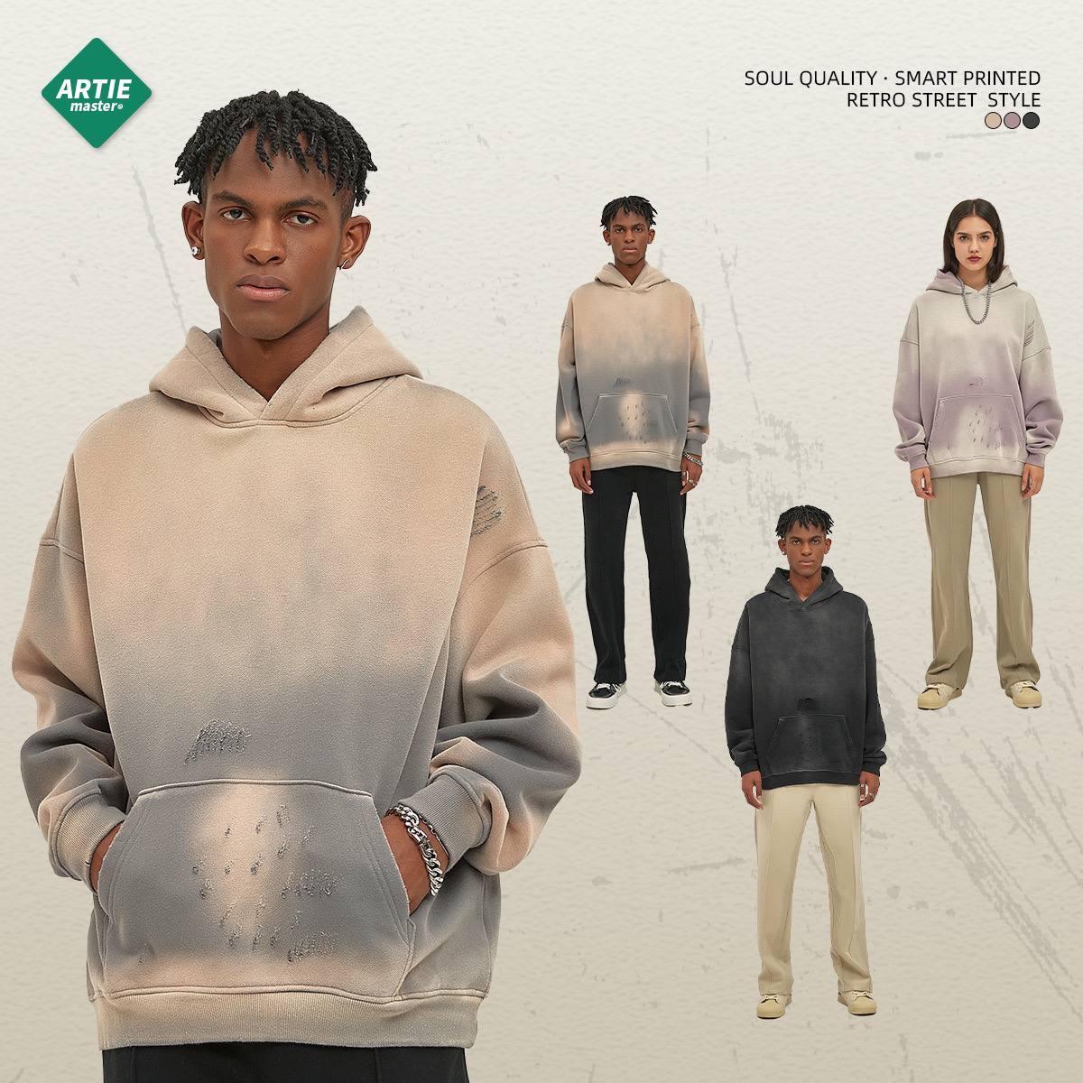 Men's and Women's Clothing | 2025 Autumn and Winter New Arrivals 360g Sprayed Monkey Washed Old Edge Fashion Brand Hooded Sweatshirt Men & Women (limited)