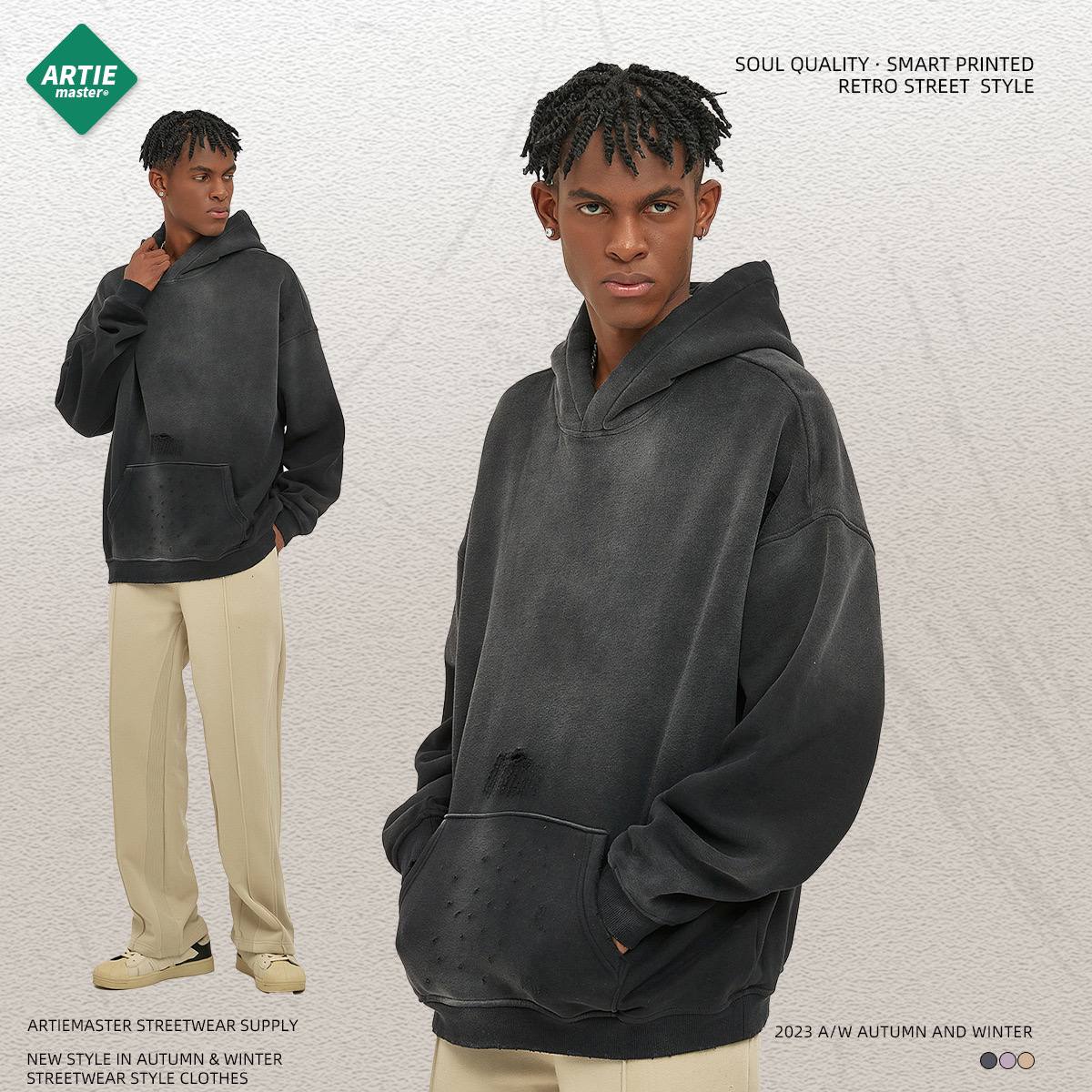 Men's and Women's Clothing | 2025 Autumn and Winter New Arrivals 360g Sprayed Monkey Washed Old Edge Fashion Brand Hooded Sweatshirt Men & Women (limited)