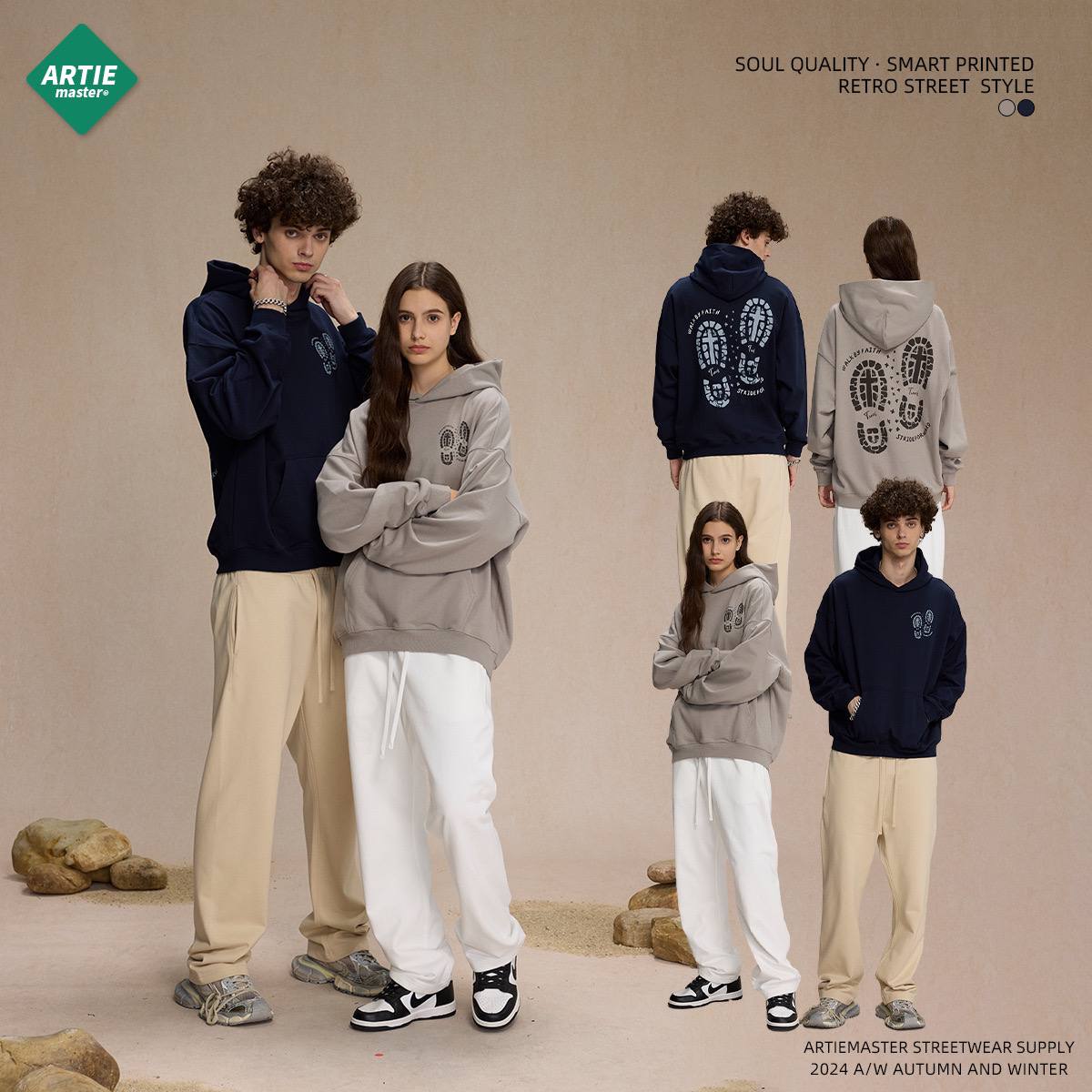 2025 new original trendy brand printed men's and women's hoodies heavy 430g terry loose casual hooded men's sweatshirt trend (limited)