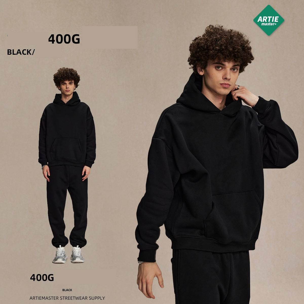 2025 autumn and winter new polar fleece 400g trendy hooded sweatshirt men's oversize non-shedding thickened men's hoodie (limited)