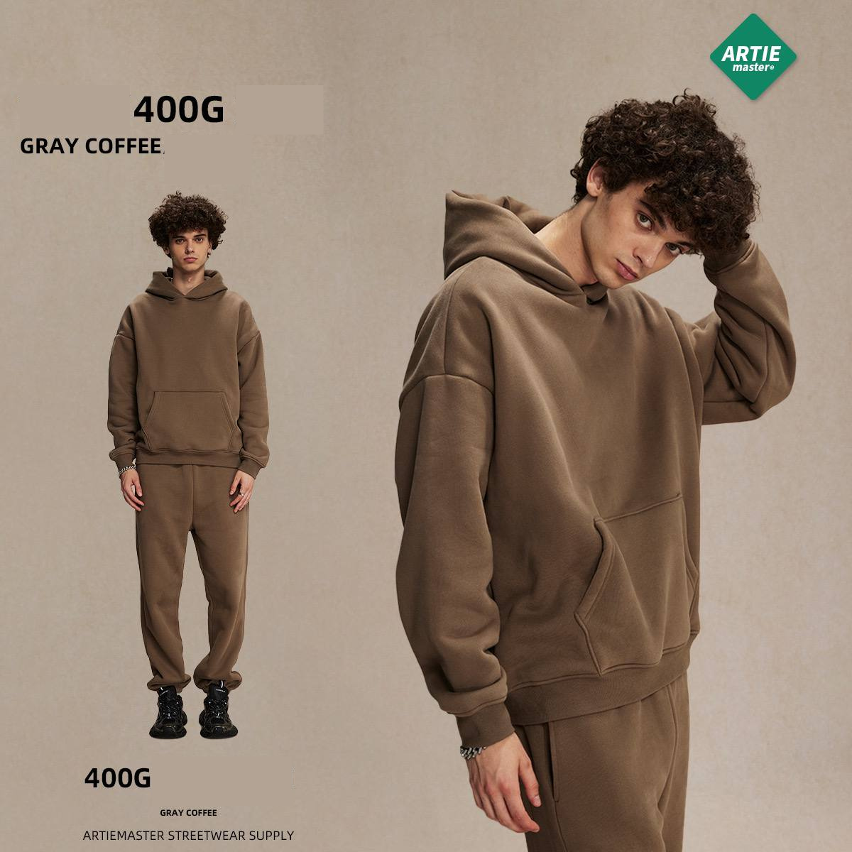2025 autumn and winter new polar fleece 400g trendy hooded sweatshirt men's oversize non-shedding thickened men's hoodie (limited)