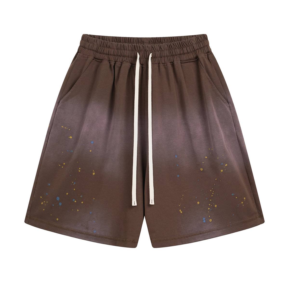 ARTIE Men's and Women's| 2025 Spring/Summer new 325G sprayed monkey color splash ink Retro loose shorts (LIMITED)