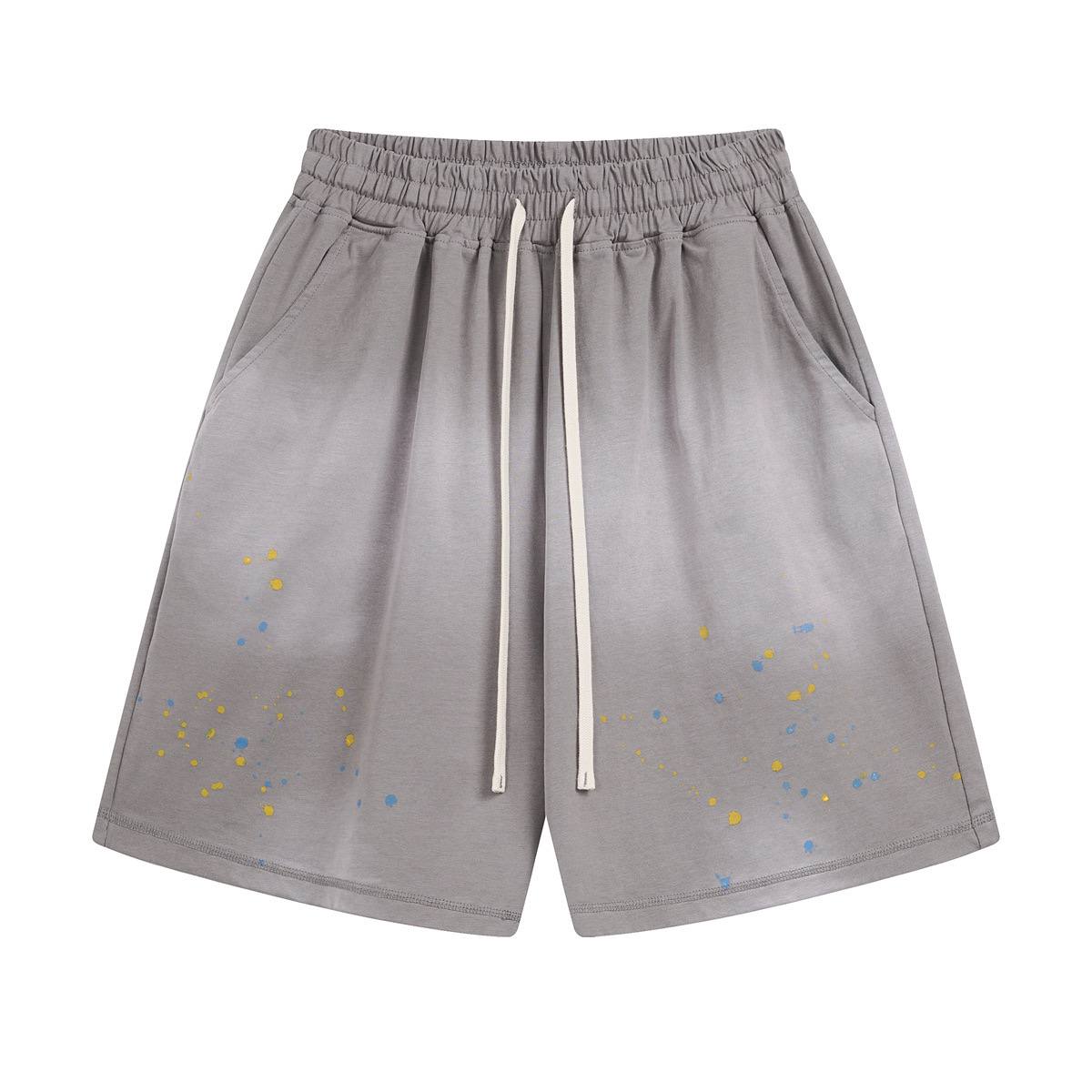 ARTIE Men's and Women's| 2025 Spring/Summer new 325G sprayed monkey color splash ink Retro loose shorts (LIMITED)